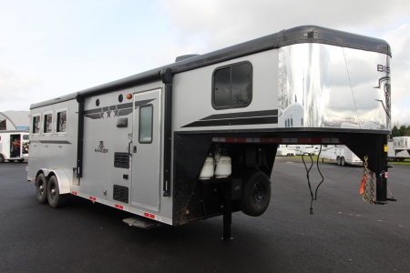 Used 2024 Bison Ranger 7308 - 8ft SW Living Quarters 3 Horse Trailer