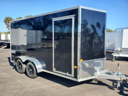 New 2026 ALCOM 7X14 TANDEM AXLE 7000 LB GVWR ALUMINUM FRAME Cargo / Enclosed Trailer WITH 6'10  INTERIOR HEIGHT, REAR RAMP DOOR, SCREWLESS EXTERIOR, 1 PIECE ALUMINUM ROOF