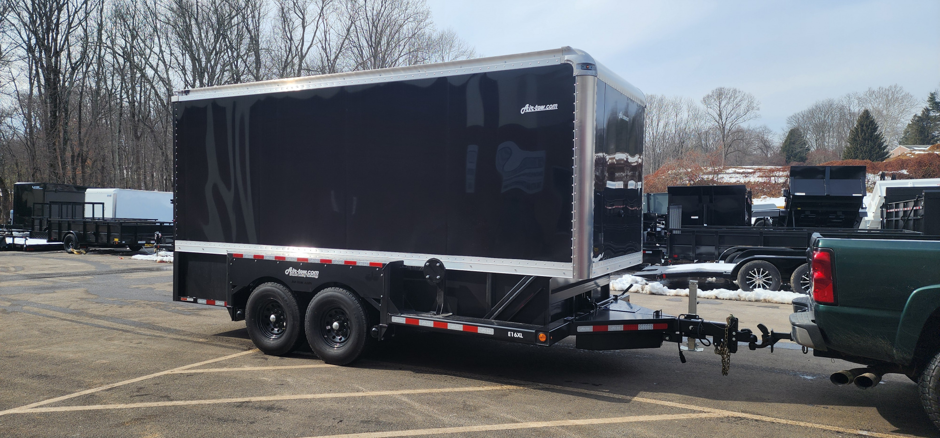 New 6'3" x 15'9" Air-Tow E16-XL Enclosed Drop Deck Equipment Trailer 15k**BLACKOUT BLACK