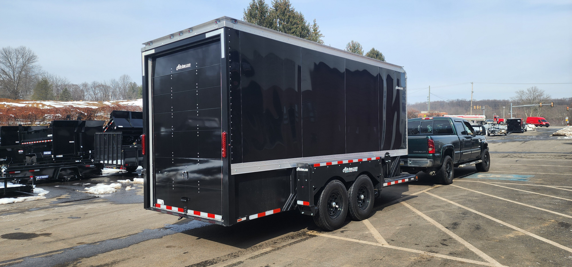 New 6'3" x 15'9" Air-Tow E16-XL Enclosed Drop Deck Equipment Trailer 15k**BLACKOUT BLACK