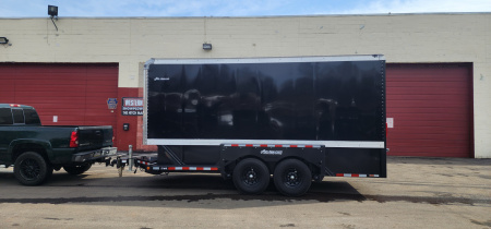 New 6'3  x 15'9  Air-Tow E16-XL Enclosed Drop Deck Equipment Trailer 15k**BLACKOUT BLACK