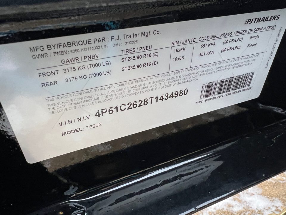 New 2026 PJ Trailers 20' T6 Tiltbed Equipment Tilt Trailer