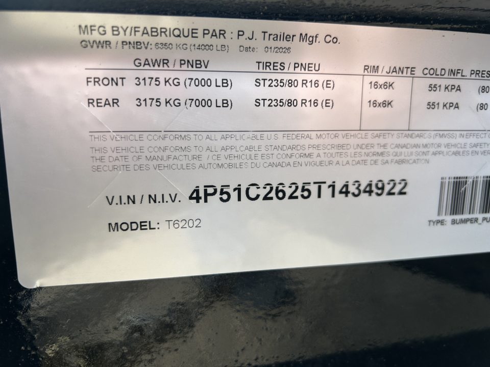 New 2026 PJ Trailers 20' T6 Tiltbed Equipment Tilt Trailer