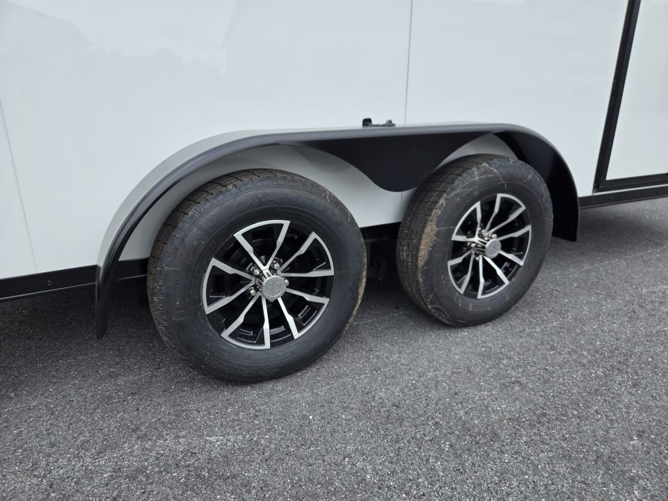 New 7 x 14 Look ST DLX V-Nose Cargo Trailer, 7k GVWR ***White PolyCor w/ Blackout Trim, Ramp Door, Alum Wheels, Rear Flare w/ Lights, Stabilizer Jacks