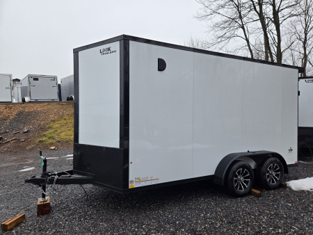 New 7 x 14 Look ST DLX V-Nose Cargo Trailer, 7k GVWR ***White PolyCor w/ Blackout Trim, Ramp Door, Alum Wheels, Rear Flare w/ Lights, Stabilizer Jacks