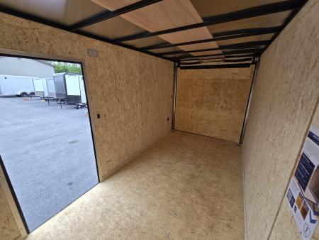 New 7 x 14 Look ST DLX V-Nose Cargo Trailer, 7k GVWR ***White PolyCor w/ Blackout Trim, Ramp Door, Alum Wheels, Rear Flare w/ Lights, Stabilizer Jacks