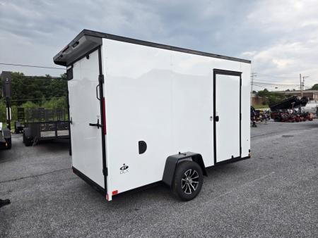 New 6 x 12 Look ST DLX V-Nose Cargo Trailer, 3K GVWR ***White w/Blackout Trim, 6" Extra Height, Ramp Door, Alum Wheels, Rear Flare w/ LED Lights