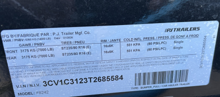 New 2026 PJ Trailers 24' F8 Deckover Equipment Trailer