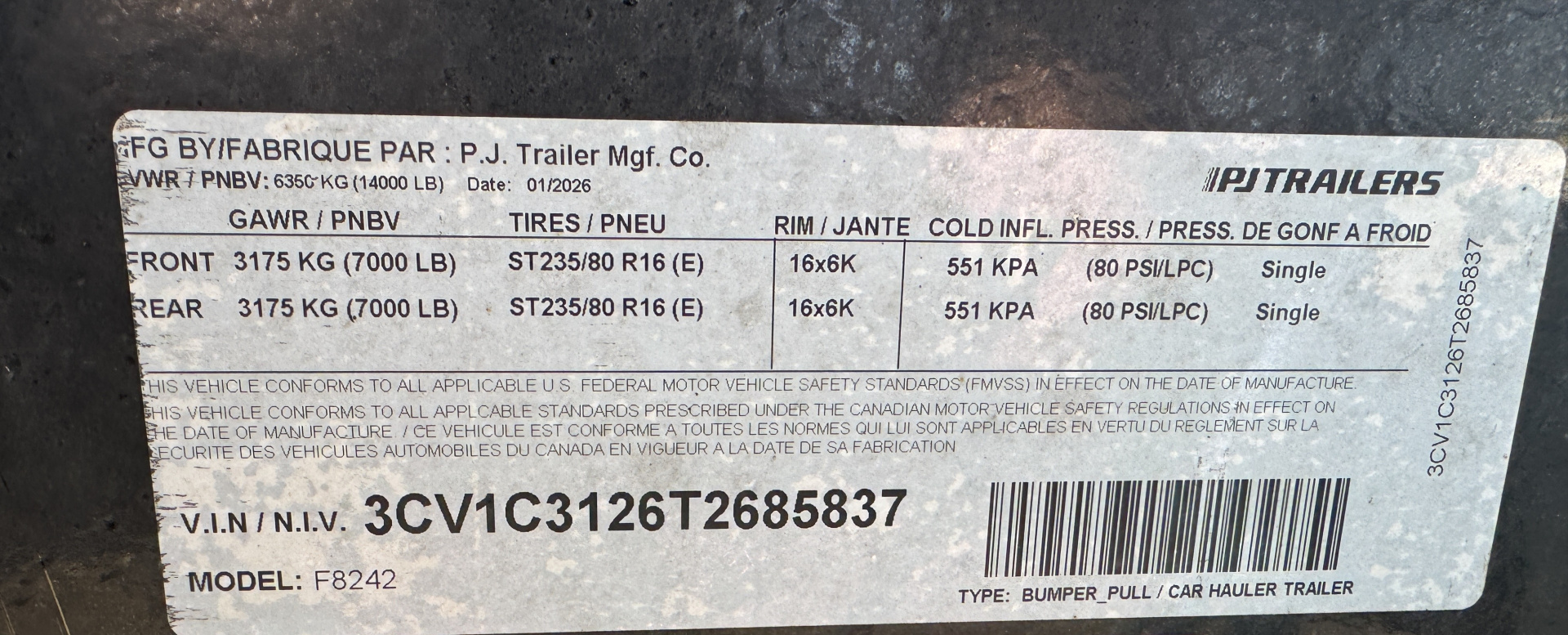 New 2026 PJ Trailers 24' F8 Deckover Equipment Trailer