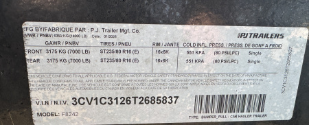 New 2026 PJ Trailers 24' F8 Deckover Equipment Trailer