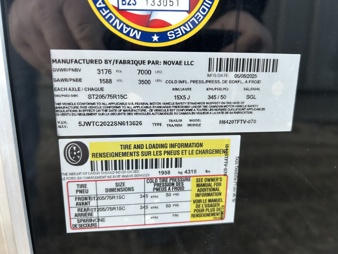 New 2025 H&H Trailers 7 X 20 Cargo H8420TFTV-070 Cargo / Enclosed Trailer