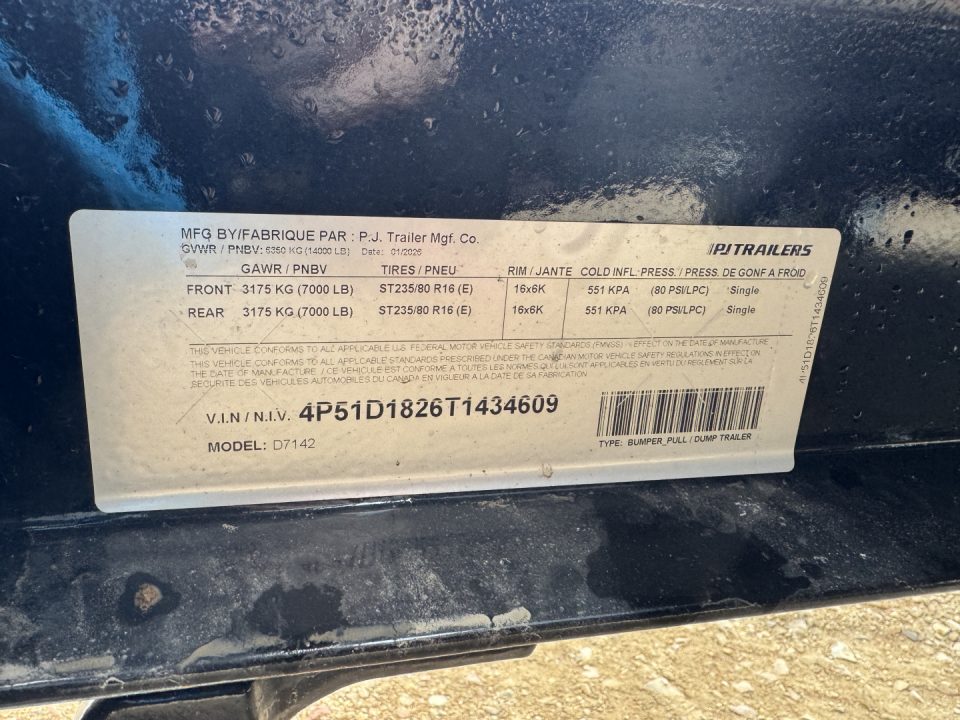 New 2026 PJ Trailers 14' D7 High Side Dump Trailer