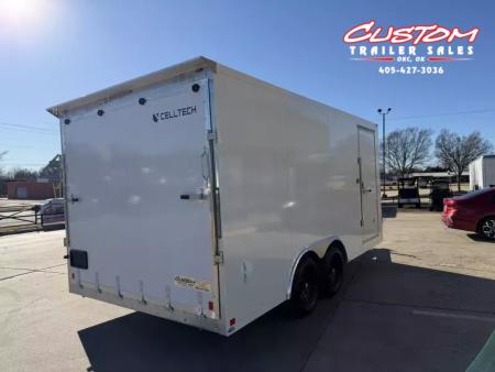 New #002086 2026 CELL TECH TA3 8.5 X 16 TANDEM AXLE ALL STEEL ENCLOSED W/ REAR RAMP DOOR