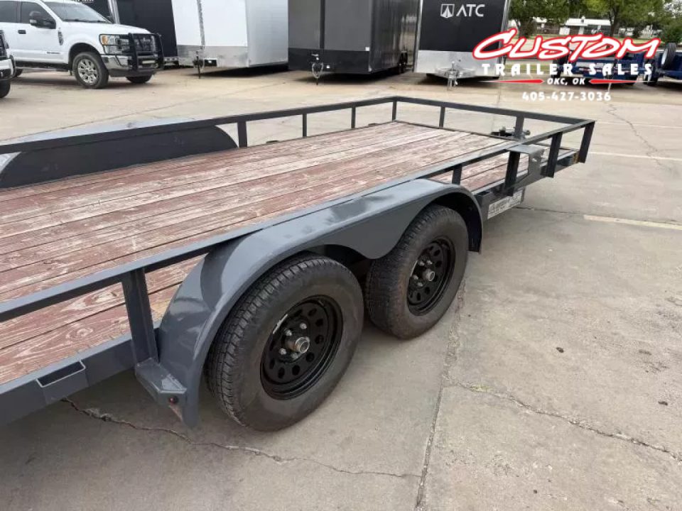Used #118274 USED 2023 LAMAR UC 16 X 77 TANDEM AXLE 7K ANGLE TOP UTILITY W/ REAR RAMP GATE