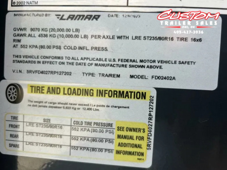 Used #127202 USED 2024 LAMAR FD 40 X 102 DUAL TANDEM 20K GOOSENECK W/ RHINO RAMPS