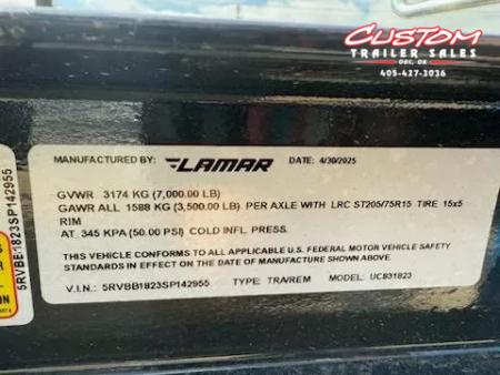 New #142955 2025 LAMAR UC 18 X 83 TANDEM AXLE PIPE TOP 7K UTILITY W/ 2' DOVE & SLIDE IN RAMPS