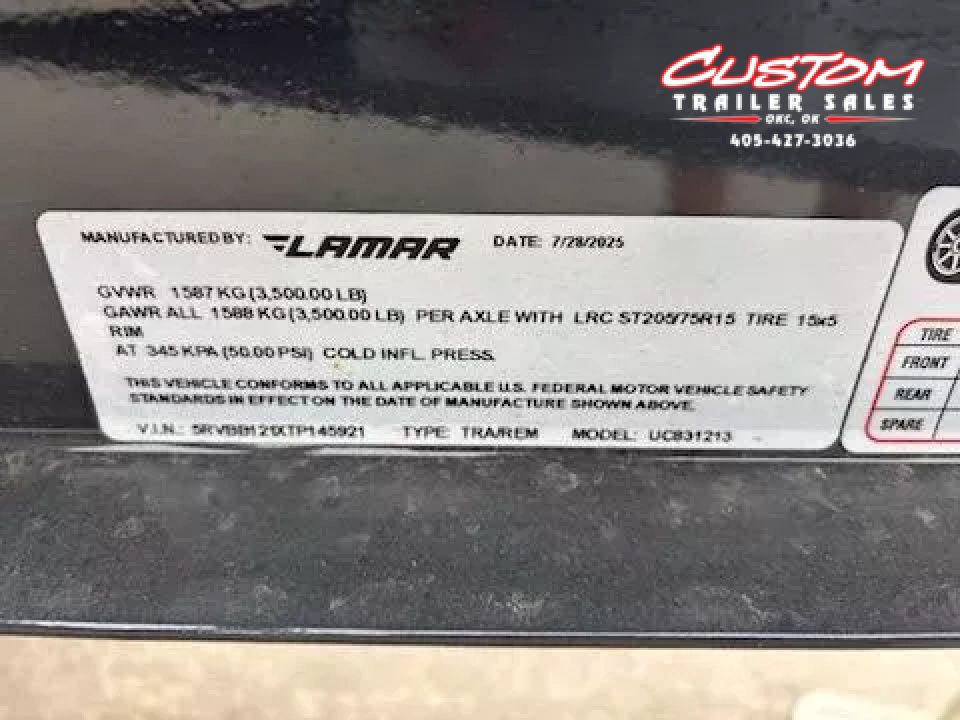 New #145921 2026 LAMAR  UC 12 X 83 SINGLE AXLE PIPE TOP 3K UTILITY TRAILER W/ REAR RAMP GATE