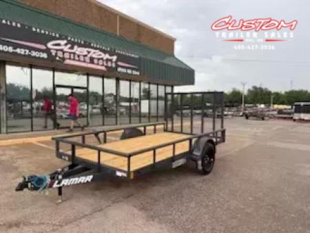 New #146104 2026 LAMAR UC 12 X 77 SINGLE AXLE PIPE TOP 3K UTILITY TRAILER W/ REAR RAMP GATE