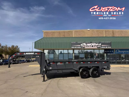 New #147492 2026 LAMAR DL 16 X 83 TANDEM AXLE LOW PRO 14K GOOSENECK DUMP W/ 2' SIDES
