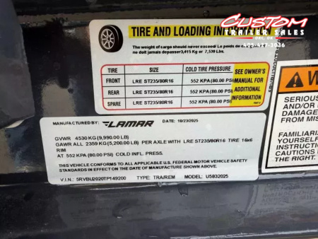 New #149200 2026 LAMAR U5 20 X 83 TANDEM AXLE SQUARE TUBE TOP 10K UTILITY W/ 2' DOVE & SLIDE IN RAMPS