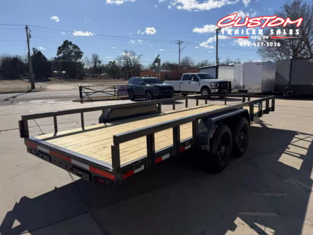 New #151013 2026 LAMAR U5 20 X 83 TANDEM AXLE SQUARE TUBE TOP 10K UTILITY W/ SLIDE IN RAMPS