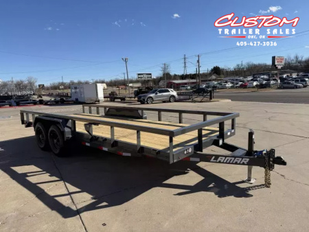 New #151013 2026 LAMAR U5 20 X 83 TANDEM AXLE SQUARE TUBE TOP 10K UTILITY W/ SLIDE IN RAMPS