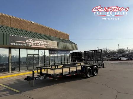 New #151653 2026 LAMAR U5 18 X 83 TANDEM AXLE SQUARE TUBE TOP 10K UTILITY W/ REAR RAMP GATE