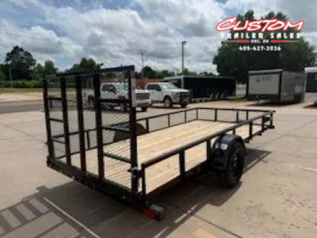 New #252896 2025 TOP HAT DSP 14 X 77 SINGLE AXLE PIPE TOP 3K UTILITY W/ REAR RAMP GATE