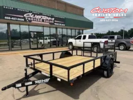 New #254148 2025 TOP HAT DSP 12 X 77 SINGLE AXLE PIPE TOP 3.5K UTILITY W/ 2' DOVE & 36  RAMP GATE