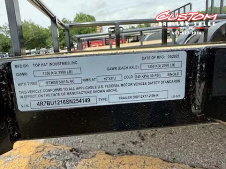 New #254149 2025 TOP HAT DSP 12 X 77 SINGLE AXLE PIPE TOP 3.5K UTILITY W/ 2' DOVE & 36  RAMP GATE