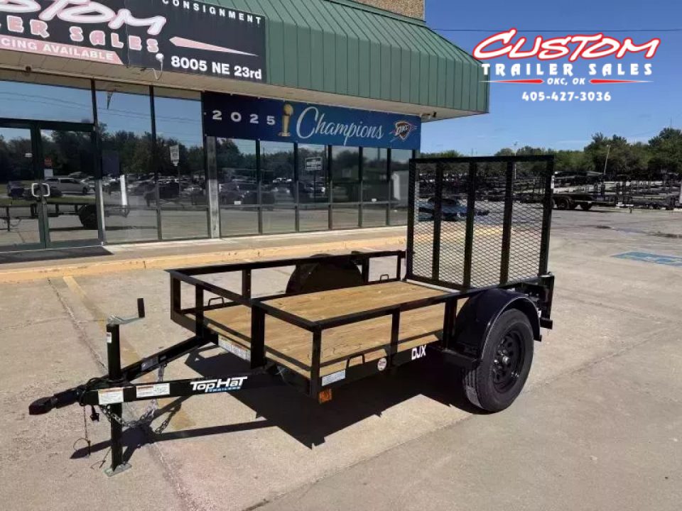 New #258592 2026 TOP HAT DJX 5 X 8 SINGLE AXLE ANGLE TOP 3.5K UTILITY W/ 48" RAMP GATE