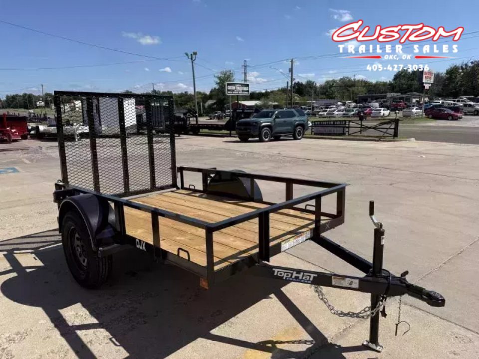 New #258592 2026 TOP HAT DJX 5 X 8 SINGLE AXLE ANGLE TOP 3.5K UTILITY W/ 48" RAMP GATE