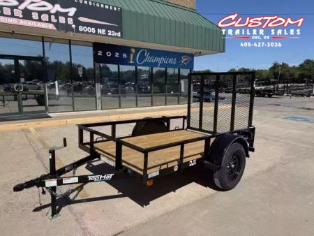 New #258592 2026 TOP HAT DJX 5 X 8 SINGLE AXLE ANGLE TOP 3.5K UTILITY W/ 48" RAMP GATE