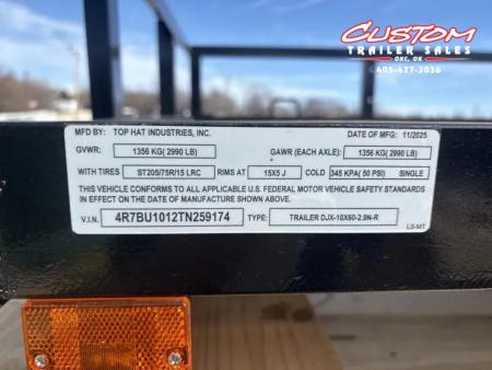 New #259174 2026 TOP HAT DJX 5 X 10 SINGLE AXLE ANGLE TOP 3.5K UTILITY W/ 48  RAMP GATE