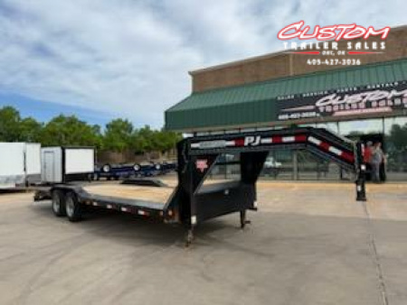 Used #317165 USED 2020 PJ TRAILERS H7 24 X 102 TANDEM AXLE SUPER SINGLE 20K GOOSENECK EQUIPMENT TRAILER