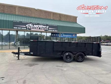 Used #032916 USED 2017 HORSE CREEK 18 X 83 PIPE TOP TANDEM AXLE 14K LANDSCAPE TRAILER W/ 3' SIDES