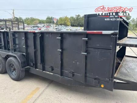 Used #032916 USED 2017 HORSE CREEK 18 X 83 PIPE TOP TANDEM AXLE 14K LANDSCAPE TRAILER W/ 3' SIDES