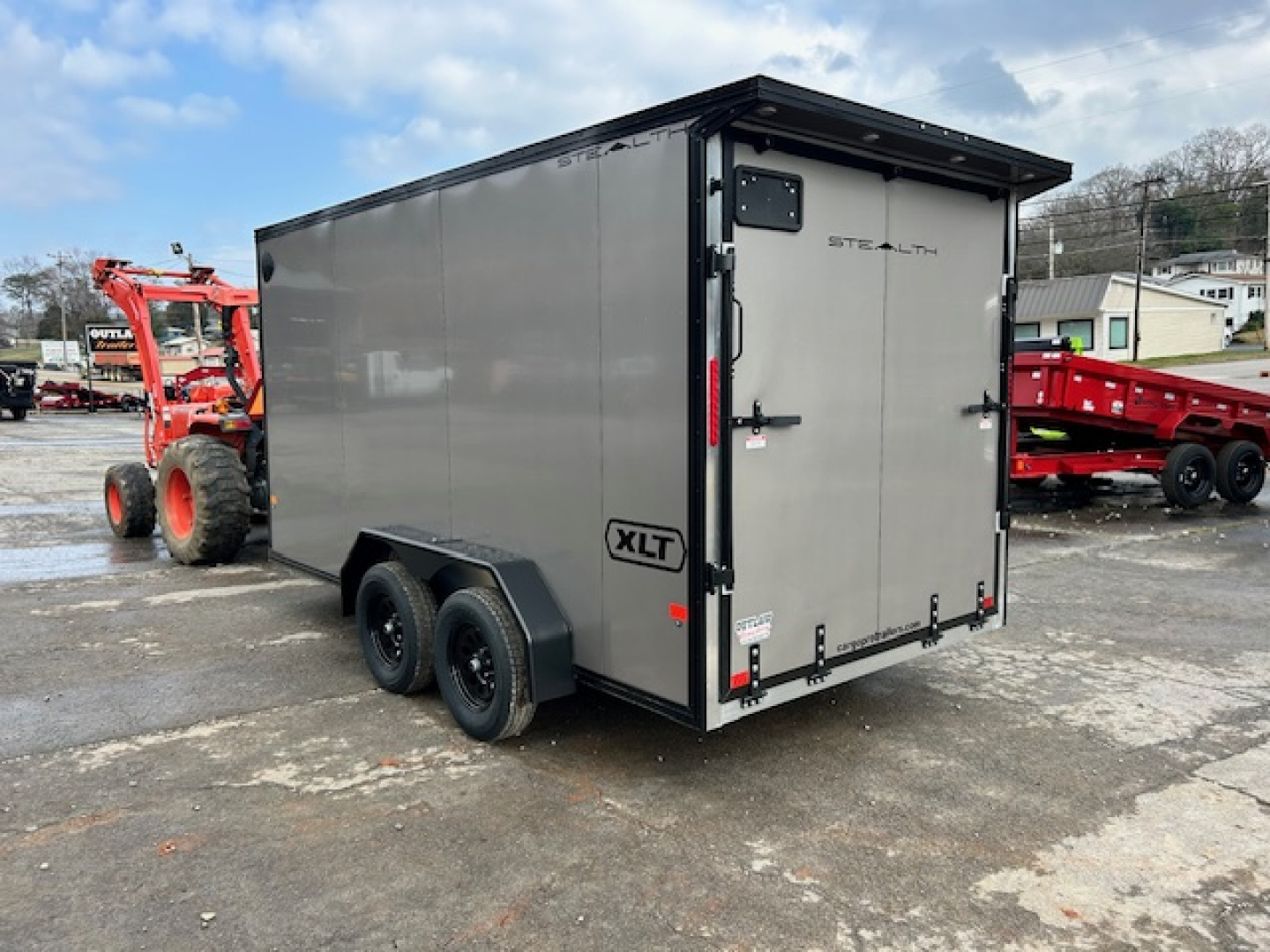 New Stealth Aluminum Enclosed 7x14 XLT Pro Series 7K- Pewter Metallic W/ Black Trim & Wing