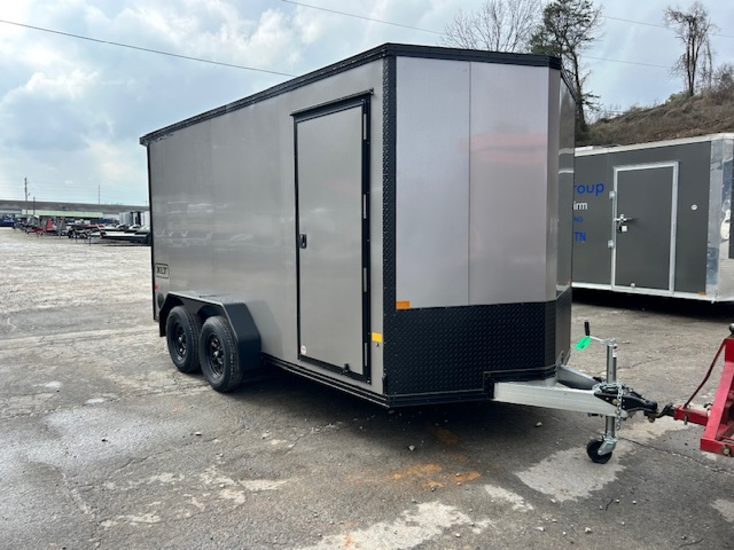 New Stealth Aluminum Enclosed 7x14 XLT Pro Series 7K- Pewter Metallic W/ Black Trim & Wing