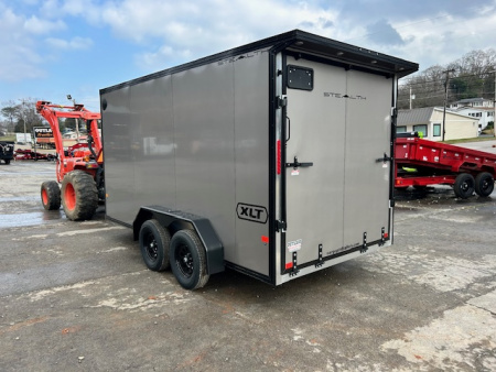 New Stealth Aluminum Enclosed 7x14 XLT Pro Series 7K- Pewter Metallic W/ Black Trim & Wing