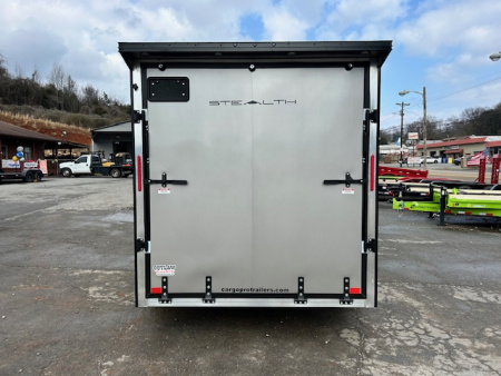 New Stealth Aluminum Enclosed 7x14 XLT Pro Series 7K- Pewter Metallic W/ Black Trim & Wing