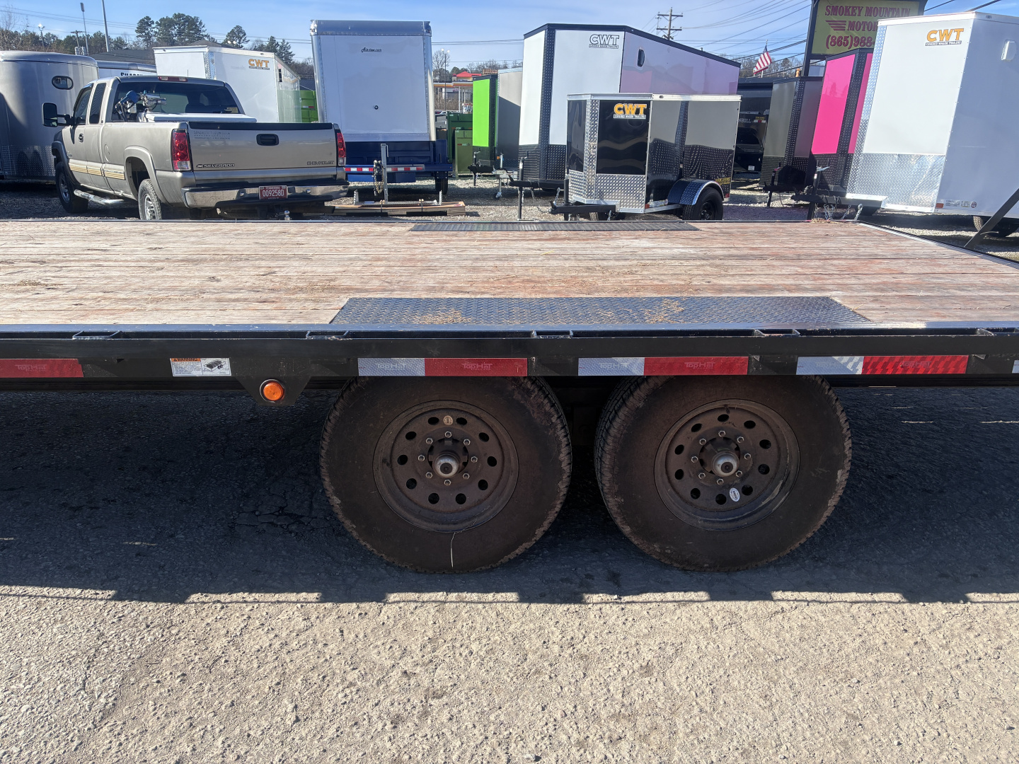 Used 2023 Top Hat 14K 8X24 DECK OVER STAND UP RAMPS Equipment Trailer