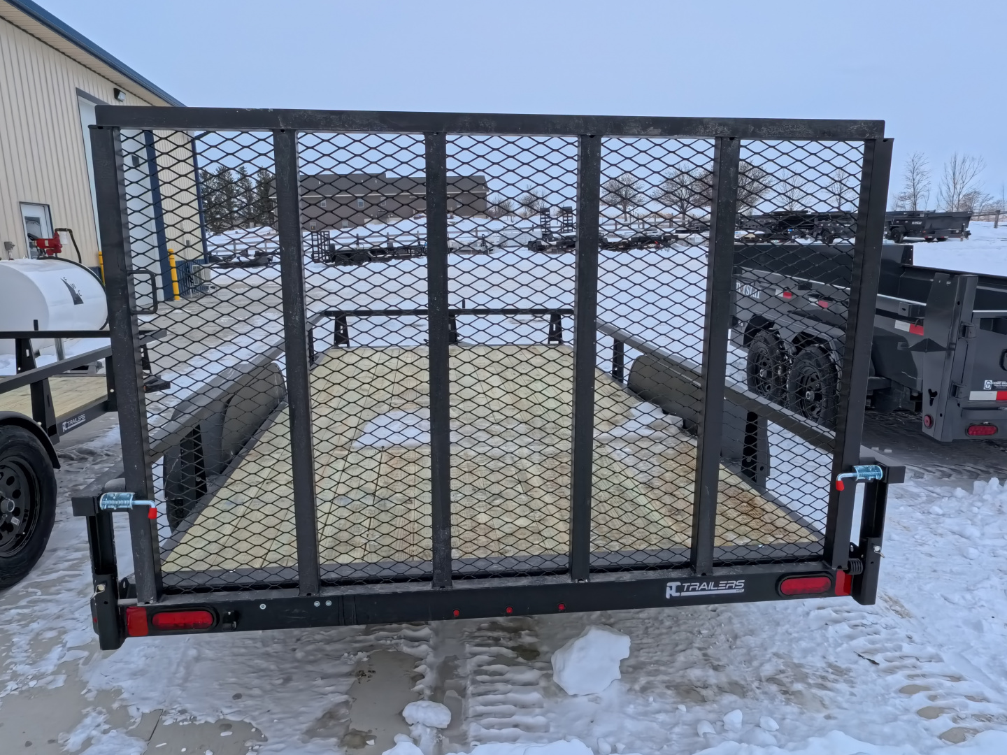 New 2026 HTC 7 x 14 Tandem Axle Utility Trailer 7K GVWR , includes channel uprights with 4 hole cargo securement options