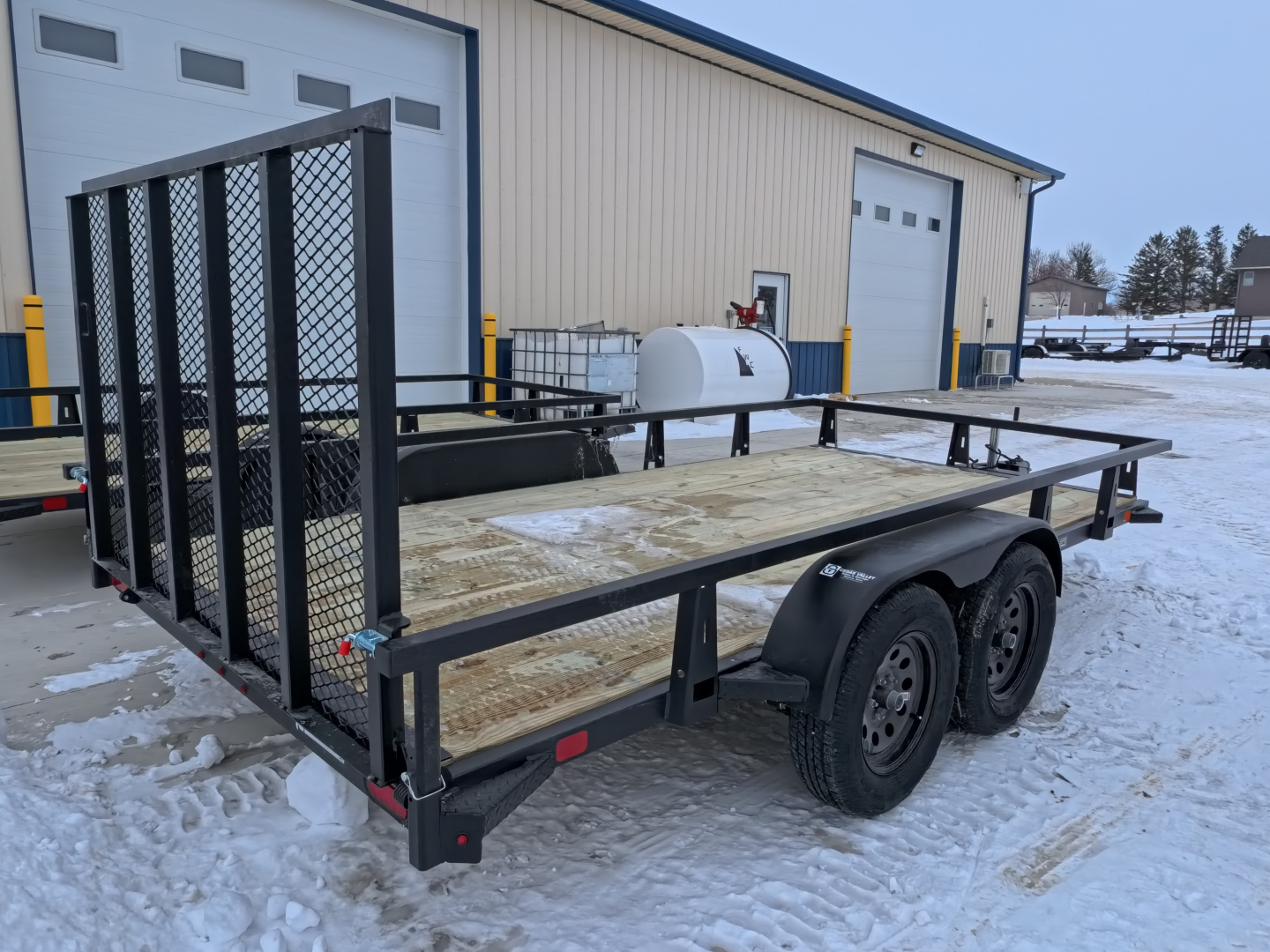 New 2026 HTC 7 x 14 Tandem Axle Utility Trailer 7K GVWR , includes channel uprights with 4 hole cargo securement options