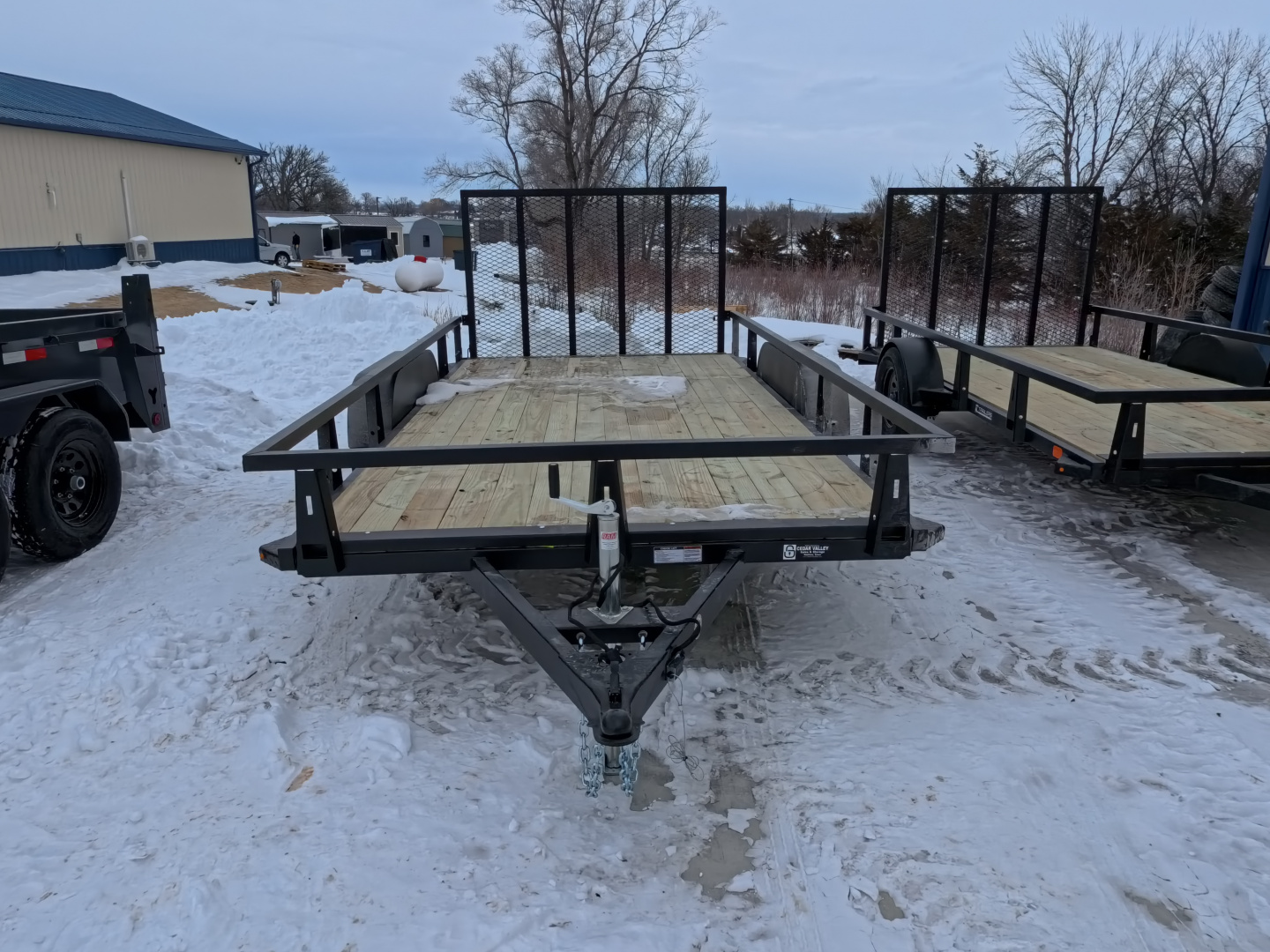 New 2026 HTC 7 x 14 Tandem Axle Utility Trailer 7K GVWR , includes channel uprights with 4 hole cargo securement options