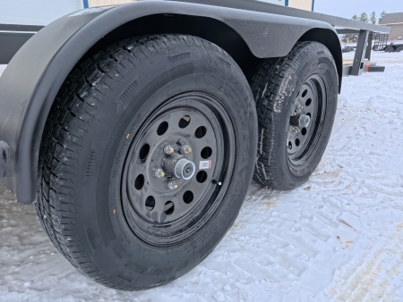 New 2026 HTC 7 x 14 Tandem Axle Utility Trailer 7K GVWR , includes channel uprights with 4 hole cargo securement options