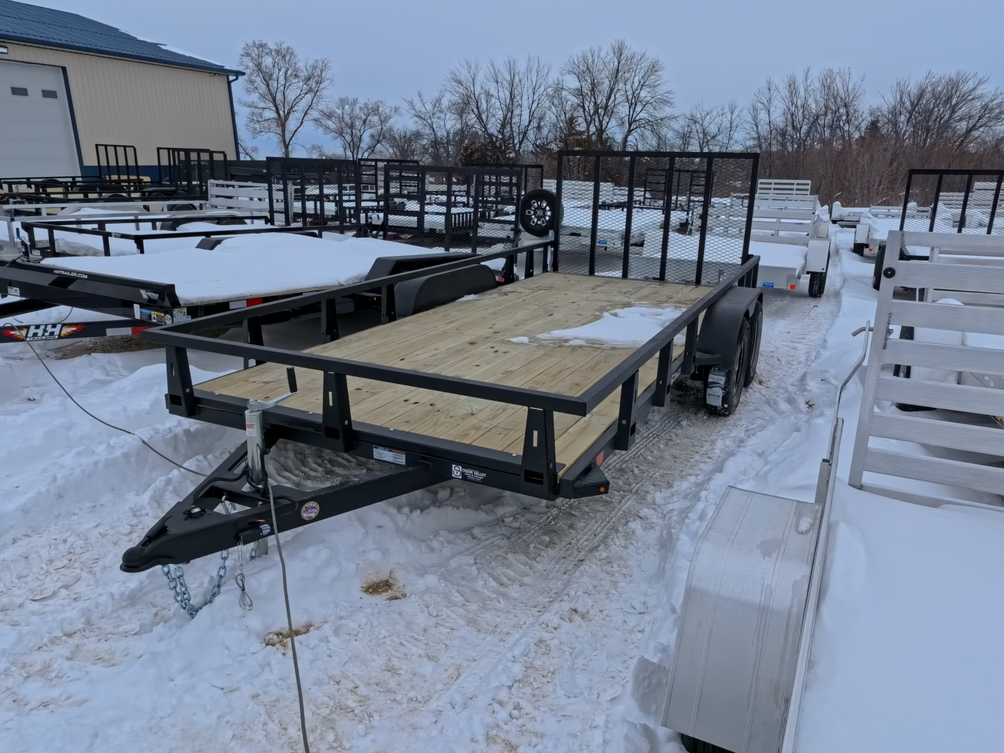 New 2026 HTC 7 x 16 Tandem Axle Utility Trailer with 4 Hole Load Securement Options ,7000 lb. GVWR