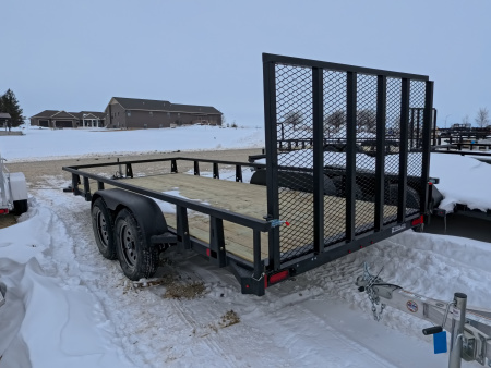 New 2026 HTC 7 x 16 Tandem Axle Utility Trailer with 4 Hole Load Securement Options ,7000 lb. GVWR