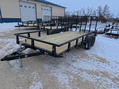New 2026 HTC 7 x 16 Tandem Axle Utility Trailer with 4 Hole Load Securement Options ,7000 lb. GVWR