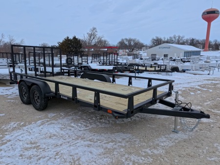 New 2026 HTC 7 x 16 Tandem Axle Utility Trailer with 4 Hole Load Securement Options ,7000 lb. GVWR
